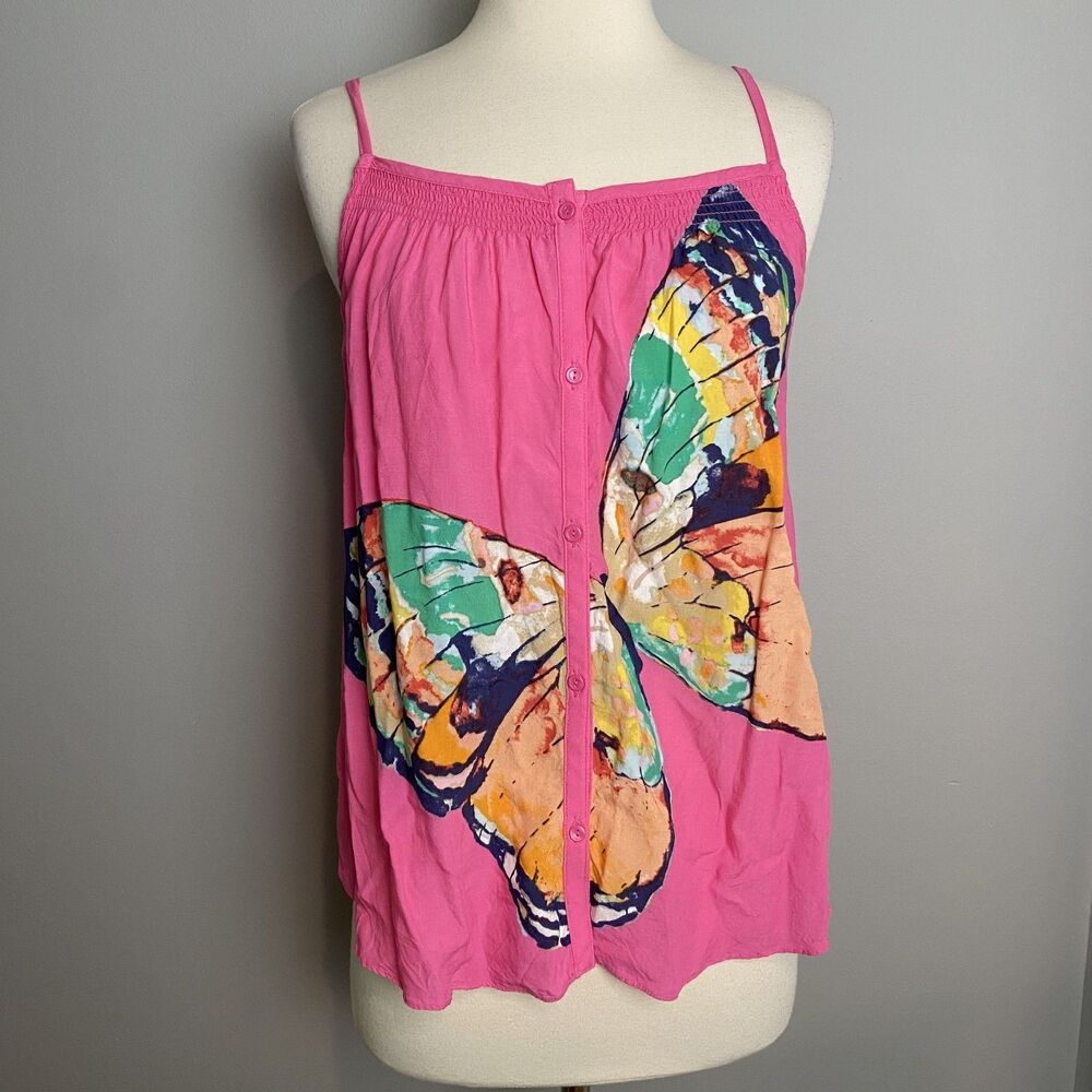 Pink Butterfly Print Cami Top